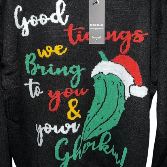 Threadbare Plus Christmas Gherkin Women's Crew-Neck Knit
Sweater In Black 12US - Picture 6 of 15